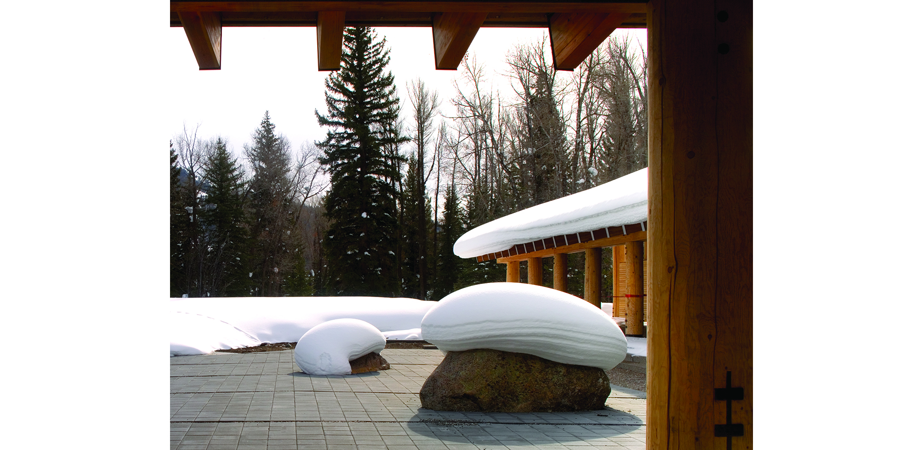 Snow on Rocks in the Courtyard