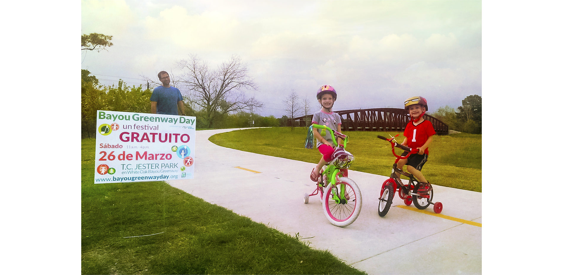 Image of Bayou Greenway Day Festival Poster and People