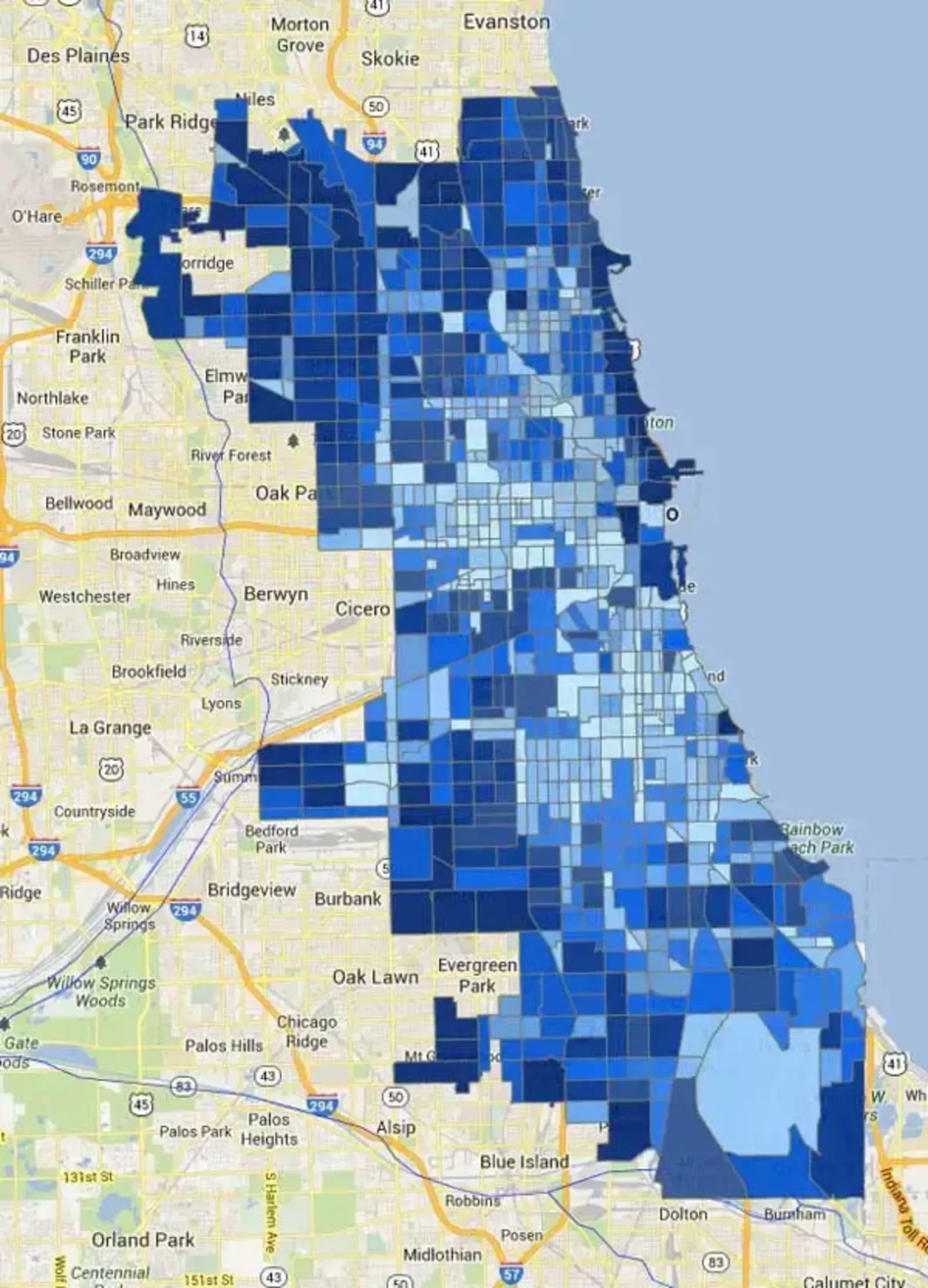Chicago Map, poverty rates in 2000 by professor Robert Sampson / Image credit: World Map