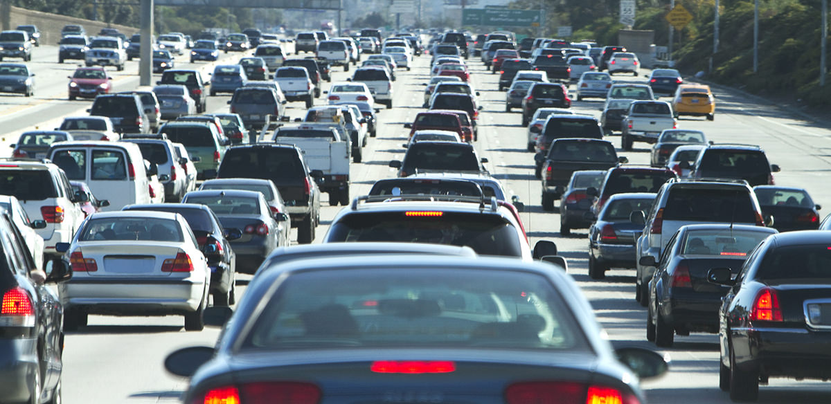 Cars on a crowded freeway