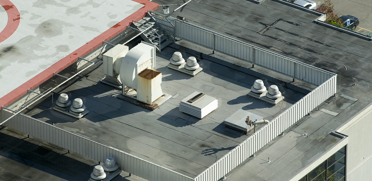 Birds eye view of a high-rise in a city