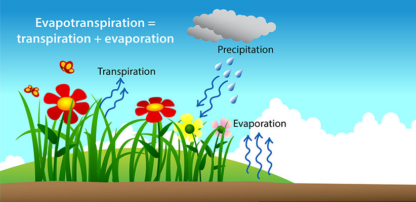 Previous illustration with addition of arrows pointing up from the ground with the text 